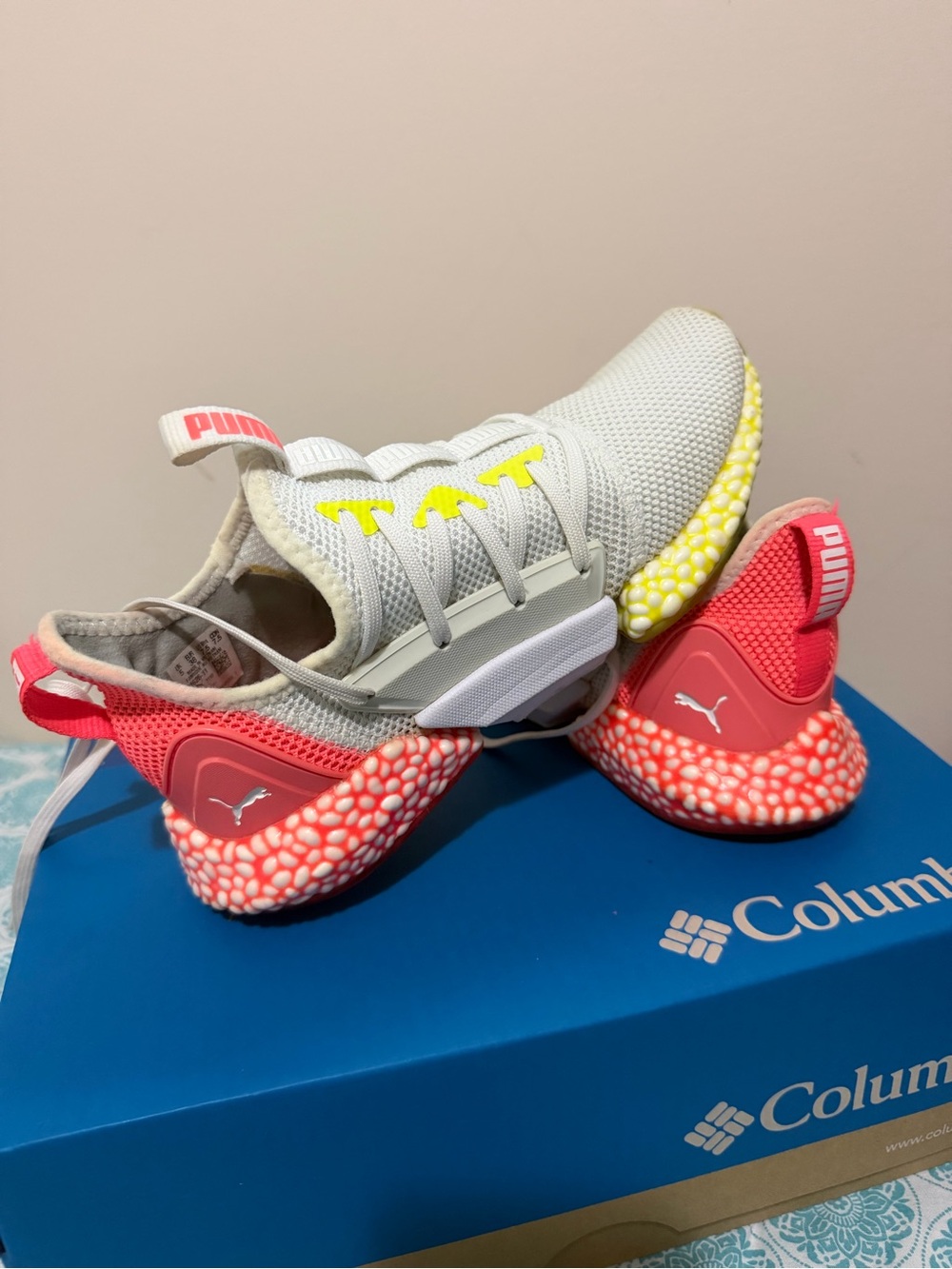 Puma Kids Coral Pink, Light Gray & Yellow Foam-Accent Sneakers